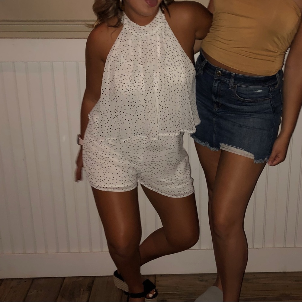 Polka dot height neck romper